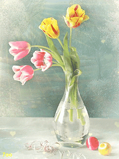 Тюльпаны в вазе для мобильного