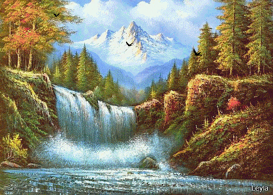 Яркий пейзаж с водопадом