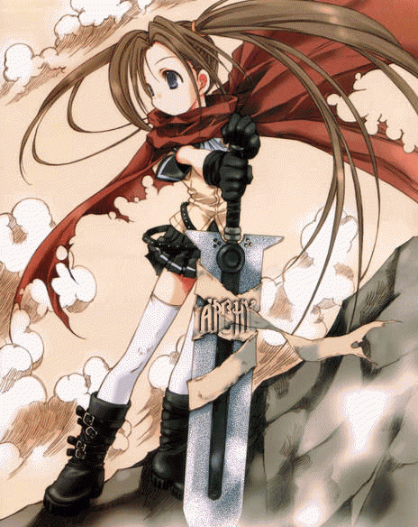 Девушка аниме с большим мечом