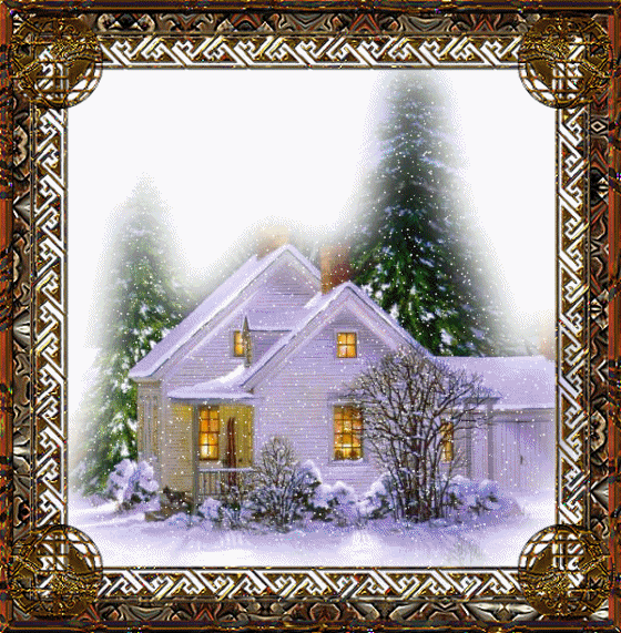 Анимированный дом зимой