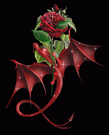 Маленький красный дракончик на цветке