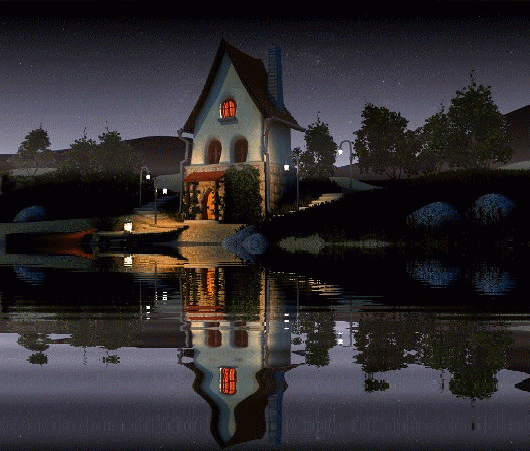 Дом на берегу реки – Анимация реки