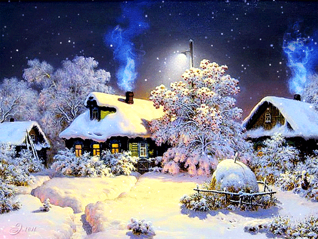 Красивая зима в деревне