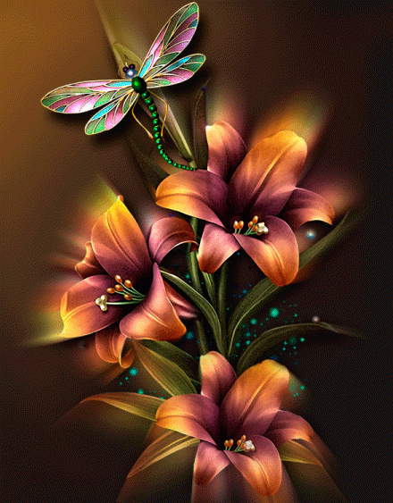 Сияющие цветы, бабочка