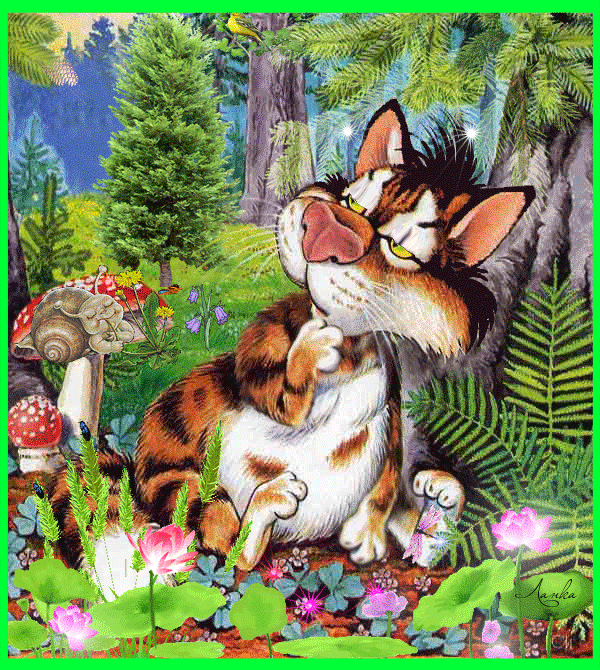 Кот в сказочном лесу