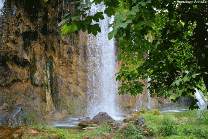 Водопад, скала, природа