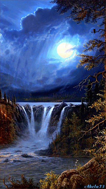 Ночной пейзаж, луна, вода