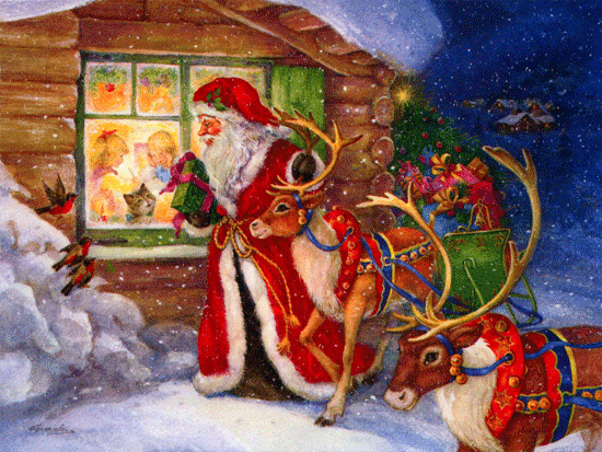 Дед Мороз с оленями