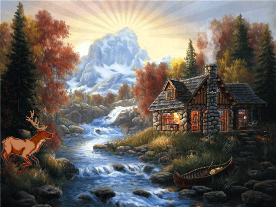 Анимированная картинка дом на природе