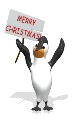 Пингвин с табличкой Merry Christmas