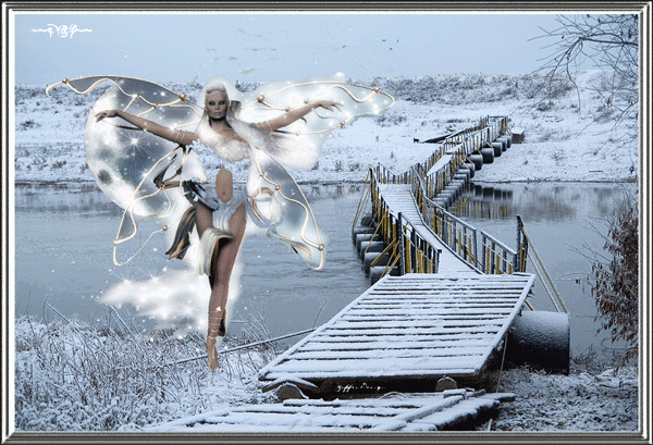 Зимний ангел на фоне пейзажа