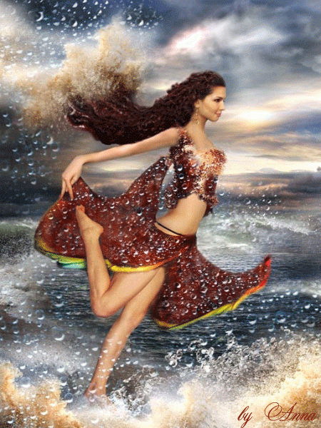 Девушка бегущая по волнам