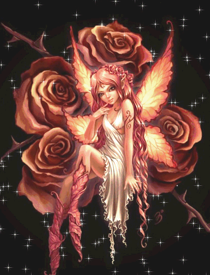 Ангел на фоне роз