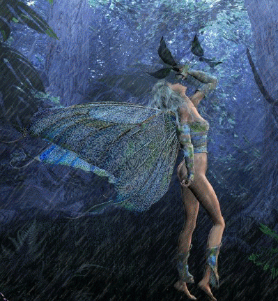Девушка бабочка под дождем