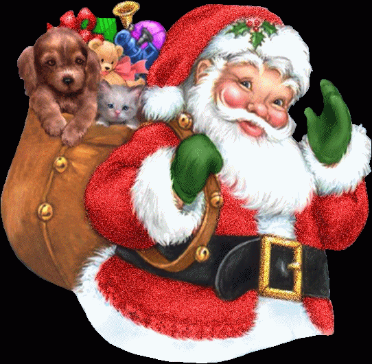 Анимация Дед Мороз с подарками