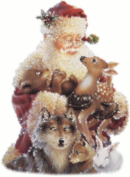 Анимация Дед Мороз и животные
