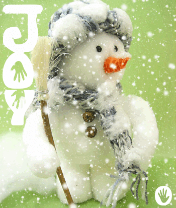 Анимация снеговика со снежинками