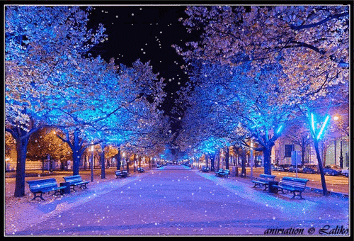 Город зимой на фото GIF