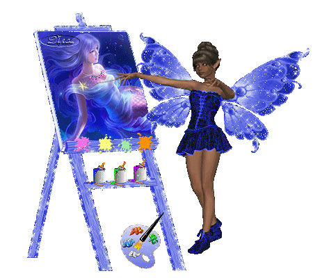 Девушка бабочка рисует картину