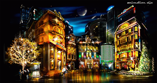 Ночной город - Картинка анимация