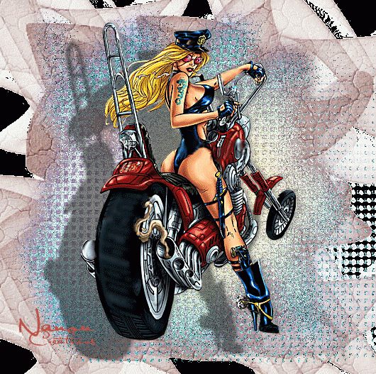 Девушка и мотоцикл в стиле аниме
